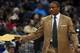 Mar 30, 2014; Orlando, FL, USA; Toronto Raptors head coach Dwane Casey looks on during a timeout in the fourth quarter against the Orlando Magic at Amway Center. The Raptors won 98-93. Mandatory Credit: David Manning-USA TODAY Sports