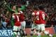 LONDON, ENGLAND - APRIL 12: Lukasz Fabianski of Arsenal celebrates winning the penalty shoot out with team mates during the FA Cup Semi-Final match between Wigan Athletic and Arsenal at Wembley Stadium on April 12, 2014 in London, England. (Photo by Sha