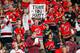 NEWARK, NJ - APRIL 13: Fans of the New Jersey Devils salute winning goaltender Martin Brodeur (not pictured) after a win over the Boston Bruins in the final game of the 2013-2014 NHL season at the Prudential Center on April 13, 2014 in Newark, New Jersey