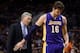 Dec 23, 2013; Phoenix, AZ, USA; Los Angeles Lakers head coach Mike D'Antoni and center Pau Gasol (16) on the sidelines against the Phoenix Suns at US Airways Center. The Suns won 117-90. Mandatory Credit: Jennifer Stewart-USA TODAY Sports