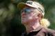 Apr 12, 2014; Augusta, GA, USA; Miguel Angel Jimenez watches his tee shot on the 18th hole during the third round of the 2014 The Masters golf tournament at Augusta National Golf Club. Mandatory Credit: Jack Gruber-USA TODAY Sports