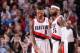 PORTLAND, OR - MARCH 20: Damian Lillard #0 and Mo Williams #25 of the Portland Trail Blazers on the court during the game against the Washington Wizards on March 20, 2014 at the Moda Center Arena in Portland, Oregon. NOTE TO USER: User expressly acknowled