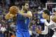 Apr 6, 2014; Sacramento, CA, USA; Dallas Mavericks guard Jose Calderon (8) looks to pass the ball against the Sacramento Kings in the first quarter at Sleep Train Arena. Mandatory Credit: Cary Edmondson-USA TODAY Sports