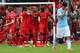LIVERPOOL, ENGLAND - APRIL 13: The Liverpool players celebrate at the end of the Barclays Premier League match between Liverpool and Manchester City at Anfield on April 13, 2014 in Liverpool, England. (Photo by Alex Livesey/Getty Images)