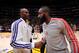 LOS ANGELES, CA - NOVEMBER 18: Kobe Bryant #24 of the Los Angeles Lakers and James Harden #13 greet each other before their game at Staples Center on November 18, 2012 in Los Angeles, California. NOTE TO USER: User expressly acknowledges and agrees that,