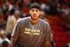 MIAMI, FL - APRIL 6: Carmelo Anthony #7 of the New York Knicks warms up on the court before the game against the Miami Heat on April 6, 2014 at American Airlines Arena in Miami, Florida. NOTE TO USER: User expressly acknowledges and agrees that, by downl