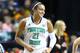 NASHVILLE, TN - APRIL 06: Kayla McBride #21 of the Notre Dame Fighting Irish smiles after a play in the first half against the Maryland Terrapins during the NCAA Women's Final Four semifinal at Bridgestone Arena on April 6, 2014 in Nashville, Tennessee.