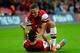 LONDON, ENGLAND - APRIL 12: Kieran Gibbs of Arsenal congratulates Santi Cazorla of Arsenal on scoring the winning penalty during the FA Cup Semi-Final match between Wigan Athletic and Arsenal at Wembley Stadium on April 12, 2014 in London, England. (Pho