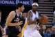 Apr 6, 2014; Oakland, CA, USA; Golden State Warriors center Jermaine O'Neal (7) controls the basketball against Utah Jazz center Enes Kanter (0) during the third quarter at Oracle Arena. The Warriors defeated the Jazz 130-102. Mandatory Credit: Kyle Terad