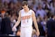 Apr 14, 2014; Phoenix, AZ, USA; Phoenix Suns guard Goran Dragic (1) looks down against the Memphis Grizzlies during the second half at US Airways Center. The Grizzlies won 97-91. Mandatory Credit: Joe Camporeale-USA TODAY Sports