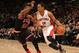 TORONTO, CANADA - February 19: DeMar DeRozan #10 of the Toronto Raptors handling the ball during a game against the Chicago Bulls on February 19, 2014 at the Air Canada Centre in Toronto, Ontario, Canada. NOTE TO USER: User expressly acknowledges and agr