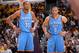 LOS ANGELES, CA - MARCH 9: Kevin Durant #35 and Russell Westbrook #0 of the Oklahoma City Thunder during a game against the Los Angeles Lakers at STAPLES Center on March 9, 2014 in Los Angeles, California. NOTE TO USER: User expressly acknowledges and agr