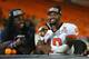 MIAMI GARDENS, FL - JANUARY 03: Sammy Watkins #5 and Tajh Boyd #10 of the Clemson Tigers speak to the media after defeating the Ohio State Buckeyes during the Discover Orange Bowl at Sun Life Stadium on January 3, 2014 in Miami Gardens, Florida. Clemson d