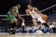 OKLAHOMA CITY - DECEMBER 4: Shaun Livingston #14 of the Oklahoma City Thunder goes to the basket against J.R. Giddens #4 of the Boston Celtics at the Ford Center on December 4, 2009 in Oklahoma City, Oklahoma. NOTE TO USER: User expressly acknowledges and