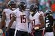 JACKSONVILLE, FL - OCTOBER 07: Alshon Jeffery #17 of the Chicago Bears is congratulated by Brandon Marshall #15 after scoring a touchdown during a game against the Jacksonville Jaguars at EverBank Field on October 7, 2012 in Jacksonville, Florida. (Pho