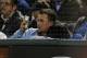 Apr 15, 2014; Arlington, TX, USA; Johnny Manziel sits front row to watch the Texas Rangers play against the Seattle Mariners at Globe Life Park in Arlington. The Rangers beat the Mariners 5-0. Mandatory Credit: Matthew Emmons-USA TODAY Sports