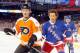 PHILADELPHIA, PA - DECEMBER 31: Philadelphia Flyers alumni Dave Poulin #20 plays against alumni Ron Duguay #10 of the New York Rangers during the Alumni game prior to the 2012 Bridgestone NHL Winter Classic at Citizens Bank Park on December 31, 2011 in P