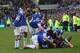 LIVERPOOL, ENGLAND - MARCH 15: Seamus Coleman of Everton is congratulated by team mates after scoring the winning goal during the Barclays Premier League match between Everton and Cardiff City at Goodison Park on March 15, 2014 in Liverpool, England. (P