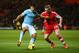 SOUTHAMPTON, ENGLAND - DECEMBER 07: Luke Shaw of Southampton and Sergio Aguero of Manchester City in action during the Barclays Premier League match between Southampton and Manchester City at St Mary's Stadium on December 7, 2013 in Southampton, England.