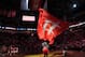 HOUSTON, TX - APRIL 6: Clutch Mascot of the Houston Rockets gets the crowd excited before the game against the Denver Nuggets on April 6, 2014 at the Toyota Center in Houston, Texas. NOTE TO USER: User expressly acknowledges and agrees that, by downloadi