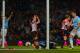 MANCHESTER, ENGLAND - APRIL 16: Sunderland players react as Samir Nasri of Manchester City (not pictured) effort on goal goes past Vito Mannone of Sunderland during the Barclays Premier League match between Manchester City and Sunderland at Etihad Stadiu