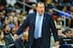 Apr 2, 2014; Atlanta, GA, USA; Chicago Bulls head coach Tom Thibodeau reacts to a play in the first half against the Atlanta Hawks at Philips Arena. Mandatory Credit: Daniel Shirey-USA TODAY Sports