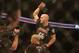 Sep 21, 2013; Toronto, Ontario, CAN; Mitch Gagnon celebrates his victory against Dustin Kimura (not pictured) during their Bantamweight bout at UFC 165 at the Air Canada Centre. Mandatory Credit: Tom Szczerbowski-USA TODAY Sports