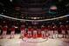 TORONTO,ON - APRIL 11: The Toronto Raptors stand on the court before the game against the New York Knicks at the Air Canada Centre on April 11, 2014 in Toronto, Ontario, Canada. NOTE TO USER: User expressly acknowledges and agrees that, by downloading an