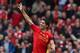 LIVERPOOL, ENGLAND - APRIL 13: Luis Suarez of Liverpool celebrates at the end of the Barclays Premier League match between Liverpool and Manchester City at Anfield on April 13, 2014 in Liverpool, England. (Photo by Alex Livesey/Getty Images)