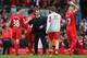 LIVERPOOL, ENGLAND - MARCH 30: Liverpool Manager Brendan Rodgers congratulates Jon Flanagan and Steven Gerrard of Liverpool at the end of the Barclays Premier League match between Liverpool and Tottenham Hotspur at Anfield on March 30, 2014 in Liverpool,