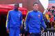 STOKE ON TRENT, ENGLAND - MARCH 01: Mesut Ozil of Arsenal (R) walks out to warm up with team-mate Yaya Sanogo prior to the Barclays Pemier League match between Stoke City and Arsenal at the Britannia Stadium on March 1, 2014 in Stoke on Trent, England.