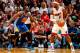 MIAMI, FL - DECEMBER 12: LeBron James #6 of the Miami Heat controls the ball against Draymond Green #23 of the Golden State Warriors on December 12, 2012 at American Airlines Arena in Miami, Florida. NOTE TO USER: User expressly acknowledges and agrees th