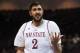 Mar 15, 2014; Las Vegas, NV, USA; New Mexico State Aggies player Sim Bhullar reacts after a foul is called in the championship game for the WAC Conference college basketball tournament against the Idaho Vandals at Orleans Arena. Mandatory Credit: Stephen