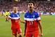 Apr 2, 2014; Glendale, AZ, USA; USA forward Chris Wondolowski (17) celebrates after scoring a goal in the first half against Mexico during a friendly match at University of Phoenix Stadium. Mandatory Credit: Mark J. Rebilas-USA TODAY Sports