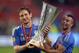 AMSTERDAM, NETHERLANDS - MAY 15: Frank Lampard and Ashley Cole of Chelsea pose with the trophy during the UEFA Europa League Final between SL Benfica and Chelsea FC at Amsterdam Arena on May 15, 2013 in Amsterdam, Netherlands. (Photo by Michael Regan/Ge