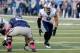 Oct 4, 2013; Logan, UT, USA; Brigham Young Cougars linebacker Kyle Van Noy (3) waits for the Utah State Aggies to snap the ball during the first quarter at Romney Stadium. Brigham Young Cougars defeated the Utah State Aggies 31-14. Mandatory Credit: Chr