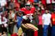 SAN FRANCISCO, CA - OCTOBER 13: Vernon Davis #85 of the San Francisco 49ers scores on a sixty one yard touchdown pass play during the second quarter against the Arizona Cardinals at Candlestick Park on October 13, 2013 in San Francisco, California. (Pho