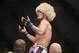 Sep 21, 2013; Toronto, Ontario, CAN; Khabib Nurmagomedov celebrates his victory over Pat Healy (not pictured) during their Lightweight bout at UFC 165 at the Air Canada Centre. Mandatory Credit: Tom Szczerbowski-USA TODAY Sports