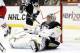 PITTSBURGH, PA - APRIL 16: Marc-Andre Fleury #29 of the Pittsburgh Penguins reacts after allowing a goal against Mark Letestu #55 of the Columbus Blue Jackets in Game One of the First Round of the 2014 NHL Stanley Cup Playoffs at Consol Energy Center on
