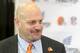 BEREA, OH - JANUARY 23: Cleveland Browns new head coach Mike Pettine fields questions from the media during a press conference to announce his hiring at the Browns training facility on January 23, 2014 in Berea, Ohio. (Photo by Jason Miller/Getty Images)