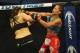 Nov 6, 2013; Fort Campbell, KY, USA; Liz Carmouche (red gloves) fights Alexis Davis (blue gloves) in the women's bantamweight bout during UFC Fight for the Troops at Fort Campbell. Mandatory Credit: Joshua Lindsey-USA TODAY Sports