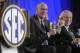 ESPN president John Skipper (left) and SEC commissioner Mike Slive (right) announce the formation of the SEC Network.