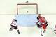 RALEIGH, NC - APRIL 21: Jussi Jokinen #36 of the Carolina Hurricanes makes a goal against goalie Martin Brodeur #30 the New Jersey Devils during Game Four of the Eastern Conference Quarterfinals of the 2009 Stanley Cup Playoffs on April 21, 2009 at the R