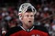 NEWARK, NJ - APRIL 11: Martin Brodeur #30 of the New Jersey Devils takes a break during the third period against the New York Islanders at the Prudential Center on April 11, 2014 in Newark, New Jersey. The Islanders defeated the Devils 3-2 in the shootou
