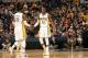 INDIANAPOLIS - MARCH 2: Roy Hibbert #55 and Ian Mahinmi #28 of the Indiana Pacers celebrate in a game against the Utah Jazz at Bankers Life Fieldhouse on March 2, 2014 in Indianapolis, Indiana. NOTE TO USER: User expressly acknowledges and agrees that, b