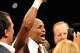 Oct 26, 2013; Atlantic City, NJ, USA; Bernard Hopkins celebrates his victory over Karo Murat (not pictured) after their IBF Light Heavyweight title bout at Boardwalk Hall. Hopkins won via unanimous decision. Mandatory Credit: Joe Camporeale-USA TODAY Spo
