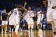 OKLAHOMA CITY, OK - APRIL 19: Kevin Durant #35 of the Oklahoma City Thunder and Russell Westbrook #0 of the Oklahoma City Thunder celebrate against the Memphis Grizzlies in Game One of the Western Conference Quarterfinals during the 2014 NBA Playoffs at