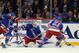 NEW YORK, NY - APRIL 17: Henrik Lundqvist #30 of the New York Rangers tends net against the Philadelphia Flyers in Game One of the First Round of the 2014 NHL Stanley Cup Playoffs at Madison Square Garden on April 17, 2014 in New York City. The Rangers d