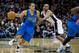 Apr 20, 2014; San Antonio, TX, USA; Dallas Mavericks guard Devin Harris (20) drives to the basket past San Antonio Spurs guard Patty Mills (8) during the first quarter in game one during the first round of the 2014 NBA Playoffs at AT&T Center. Mandatory C