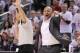 TORONTO, ON - APRIL 19: Head coach Jason Kidd of the Brooklyn Nets reacts on a call in play against the Toronto Raptors in Game One of the NBA Eastern Conference play-off at the Air Canada Centre on April 19, 2014 in Toronto, Ontario, Canada. The Nets de